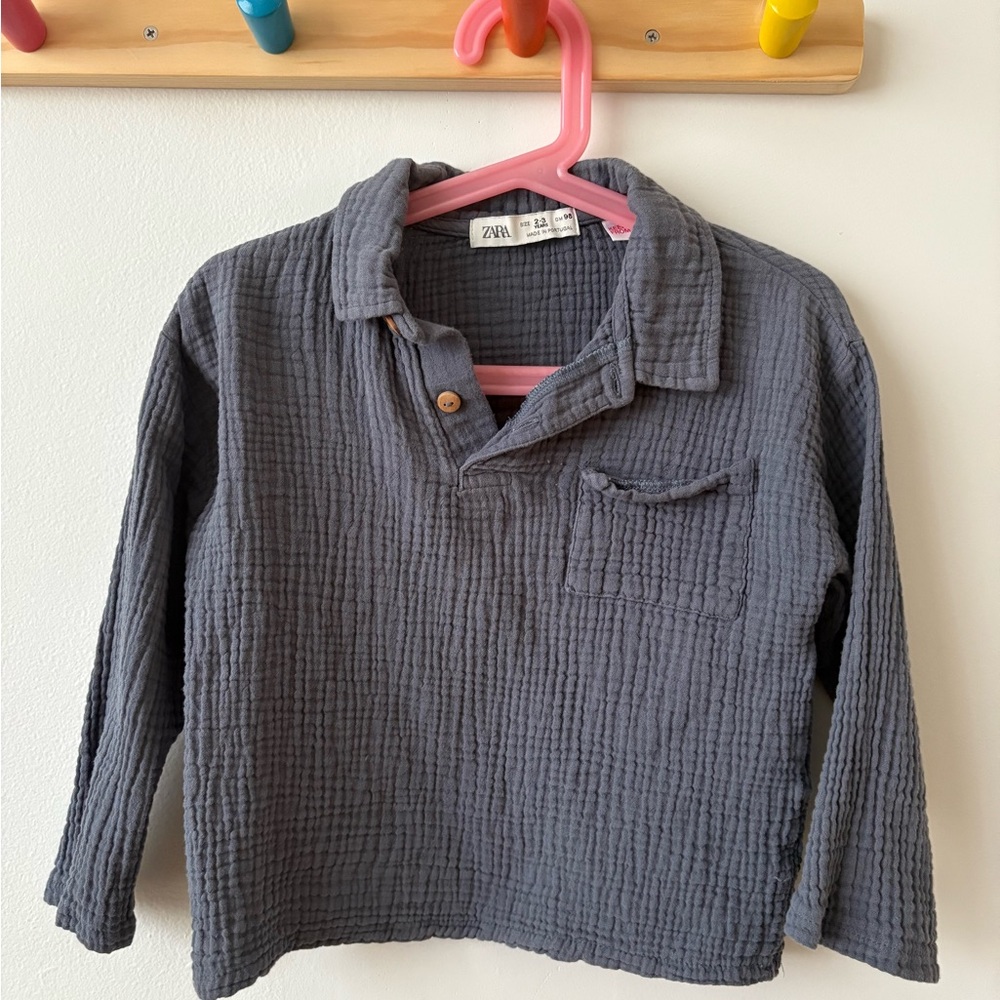 Zara Waffle Texture Cotton Shirt for Toddler